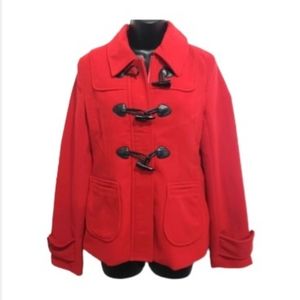 Tulle by Anthropologie Coat, Red, Size Medium, Faux Leather Toggle Closures